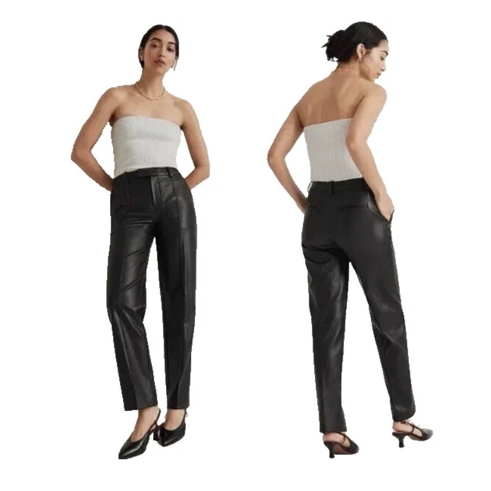 NWT Madewell x Aimee Song Faux Leather Sz 10 Tapered Pants Black